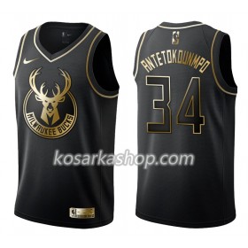 Dres Milwaukee Bucks Giannis Antetokounmpo 34 Nike Crna Golden Edition Swingman